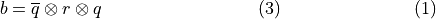 \begin{align} b &= \overline{q} \otimes r \otimes q & (3) \end{align}